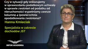 Czy w sytuacji gdy wskazujemy w sprawozdaniu podatkowym uchwałę w sprawie zwolnień od podatku od nieruchomości wypełniamy zawsze kolumnę 4 (powierzchnia opodatkowania zwolniona)?