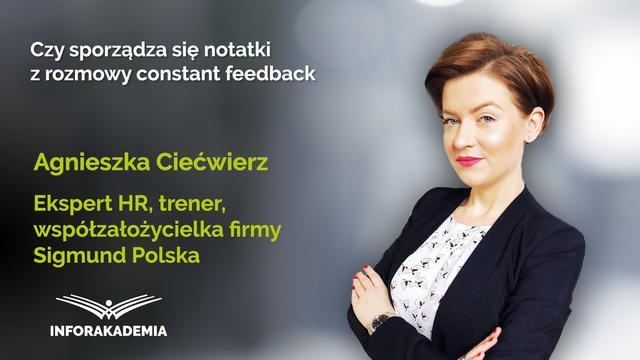 Czy sporządza sie notatki z rozmowy constant feedback