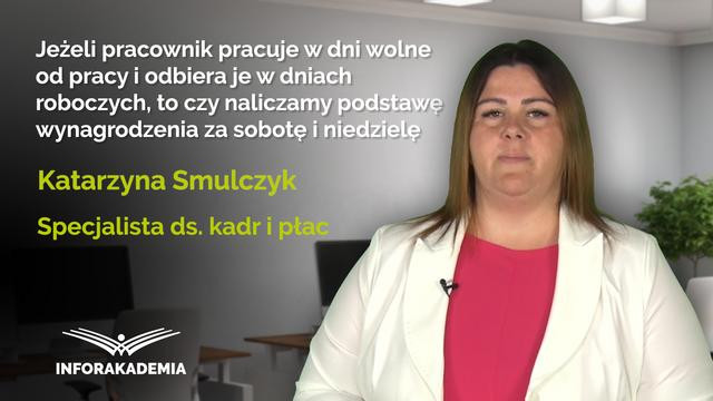 Jeżeli pracownik pracuje w dni wolne od pracy i odbiera je w dniach roboczych...