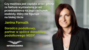 Czy możliwa jest zapłata przez gminę za fakturę wystawioną przez przedsiębiorcę na jego rachunek osobisty, który nie figuruje na białej liście