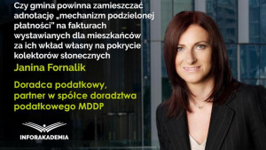 Czy gmina powinna zamieszczać adnotację „mechanizm podzielonej płatności” na fakturach wystawianych dla mieszkańców za ich wkład własny na pokrycie kolektorów słonecznych