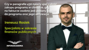 Czy w paragrafie 430 należy ująć całość zakupu programu w chmurze, gdy na fakturze osobno jest podany dostęp do programu oraz jego aktywacja