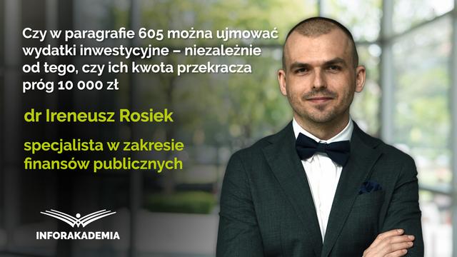 Czy w paragrafie 605 można ujmować wydatki inwestycyjne – niezależnie od tego, czy ich kwota przekracza próg 10 000 zł