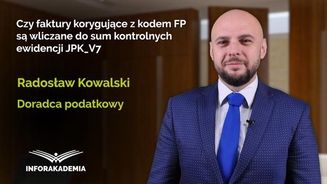 Czy faktury korygujące z kodem FP są wliczane do sum kontrolnych ewidencji JPK_V7