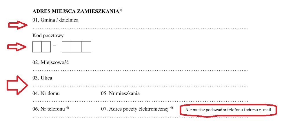 Jak wypełnić wniosek o dodatek do pelletu - adres wnioskodawcy 