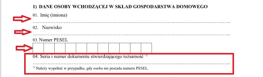 Jak wypełnić wniosek o dodatek do oleju opałowego - dane członków gospodarstwa