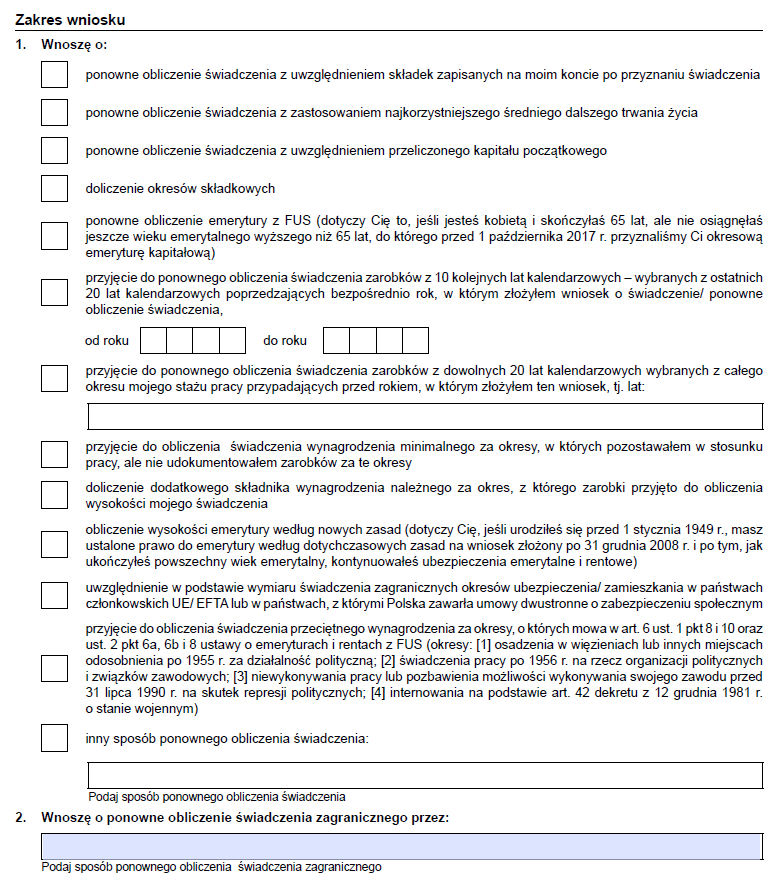Ponowne Przeliczenie Emerytury I Renty Interaktywny Wniosek W PDF Ponowne Przeliczenie Emerytury I Renty Interaktywny Wniosek W PDF