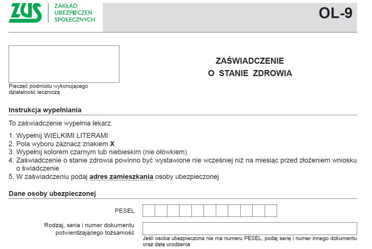 ZUS: Jak uzyskać rentę z tytułu niezdolności do pracy [zaświadczenie OL-9, wniosek ERN, informacja ERP-6]