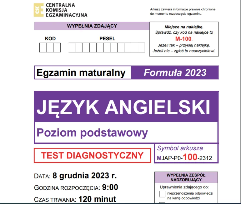 Matura próbna z języka angielskiego 2023/2024