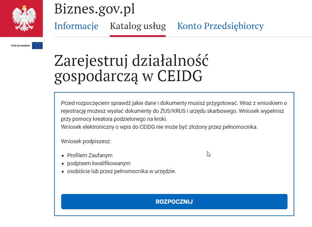 Jak założyć firmę przez Internet na Biznes.gov.pl?