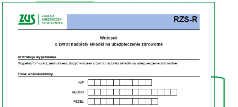 Zwrot składki zdrowotnej. ZUS wypełni za Ciebie automatycznie wzór RZS-R