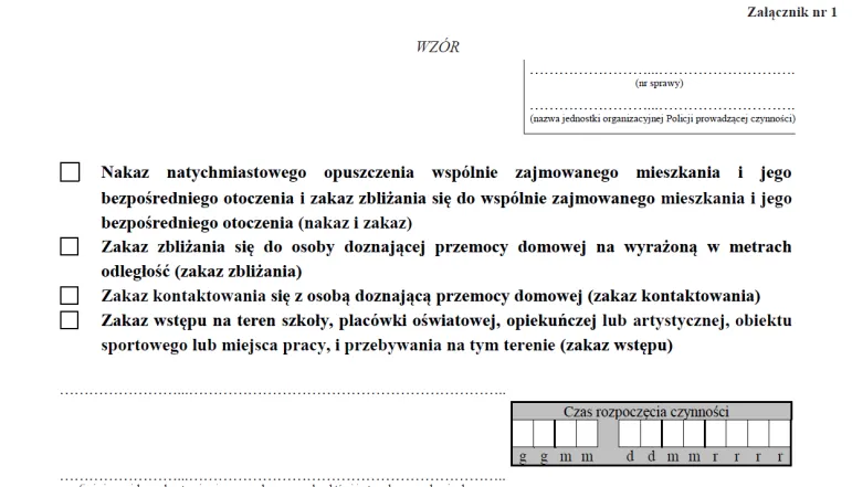 Policjant wydał nakaz opuszczenia mieszkania. Wzór nakazu [15 sierpnia 2023 r.]