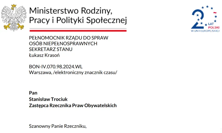 Rząd: Na świadczenie wspierające 9 575 000 minut. 380 000 wniosków osób niepełnosprawnych. To jedna z przyczyn opóźnień