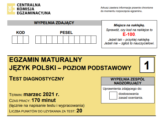 Próbna matura z polskiego 2021 – arkusz, tematy wypracowań