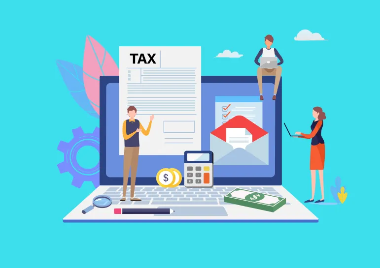 Online,Tax,Payment.,Filling,Tax,Form.,Business,Concept.,People,Vector