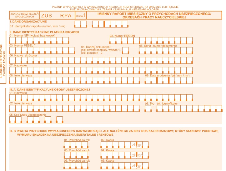 ZUS RPA formularz