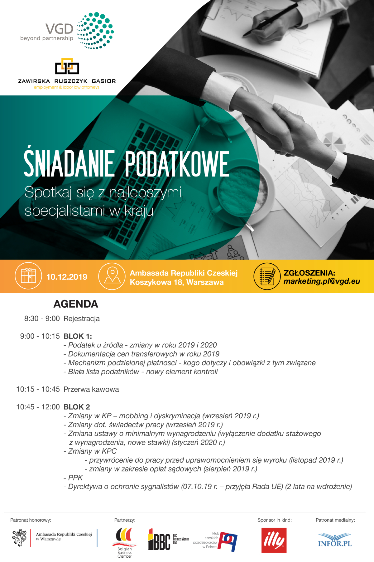 „Śniadanie podatkowe” - 10 grudnia br. w Warszawie