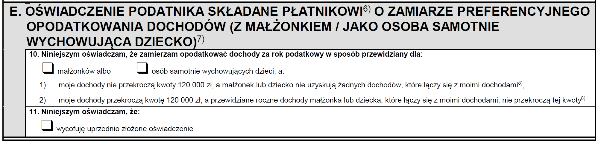 PIT-2: małżonkowie/osoby samotnie wychowujące dziecko