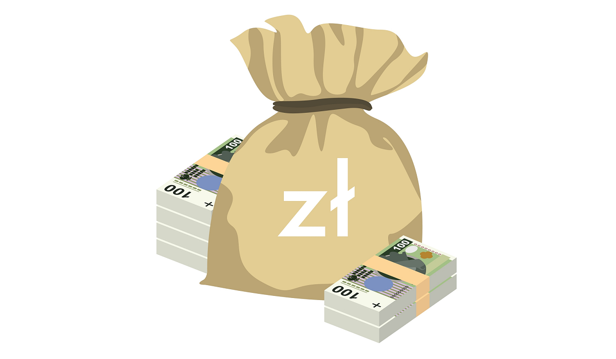 worek z pieniędzmi pieniądze złotówki zasiłki dotacje świadczenia socjal