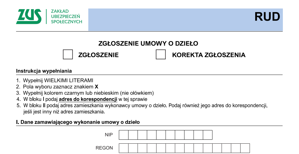 Formularz RUD