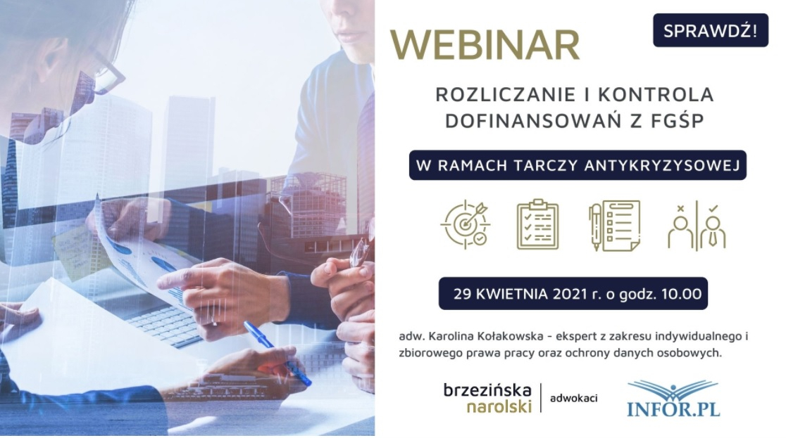 Szkolenie online: Rozliczanie i kontrola dofinansowań z FGŚP w ramach Tarczy Antykryzysowej! - patronat infor.pl