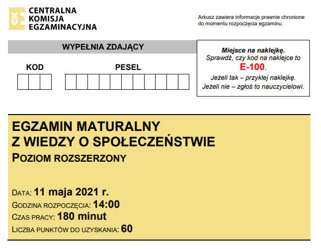 Matura z WOSu 2021 - arkusz