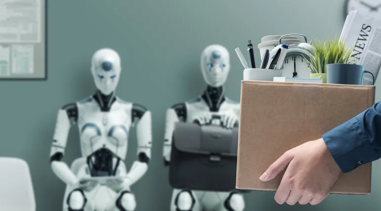 robot sztuczna inteligencja rozmowa praca interview pracownik człowiek zwolnienie wypowiedzenie wymówienie 