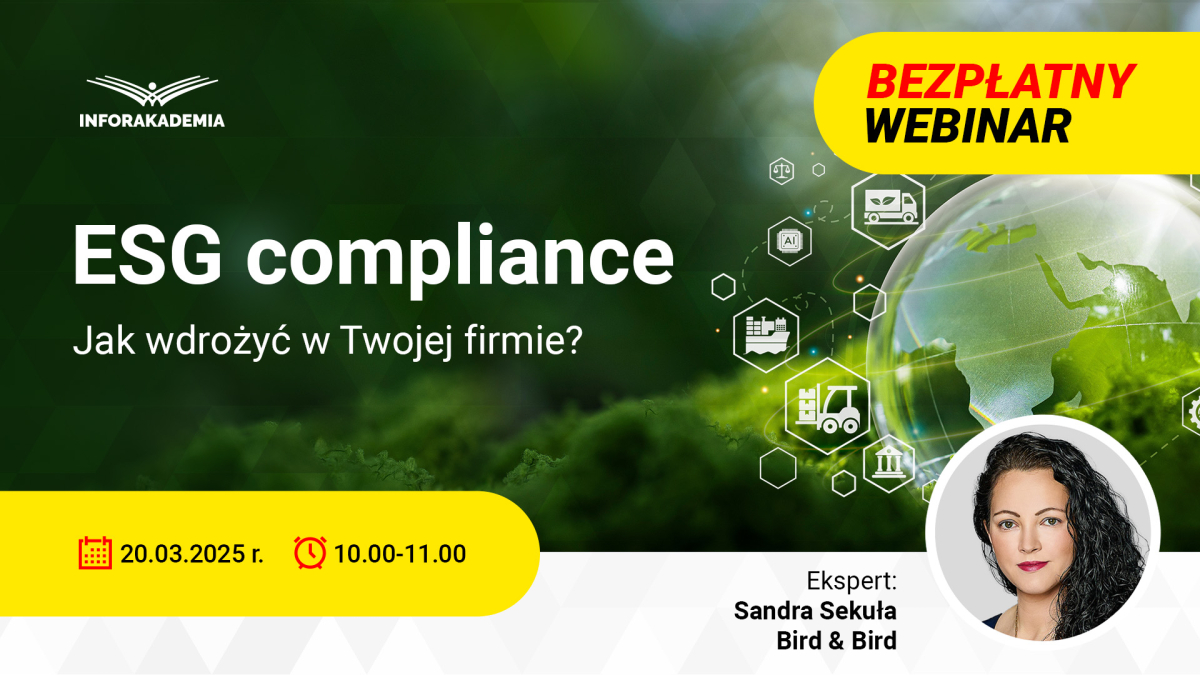 Webinar. ESG compliance. Jak wdrożyć w Twojej firmie?