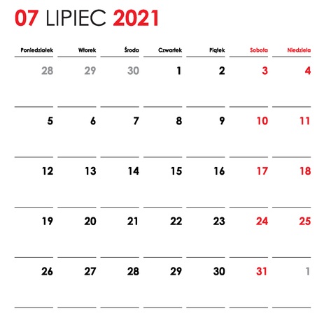 Godziny pracy - lipiec 2021