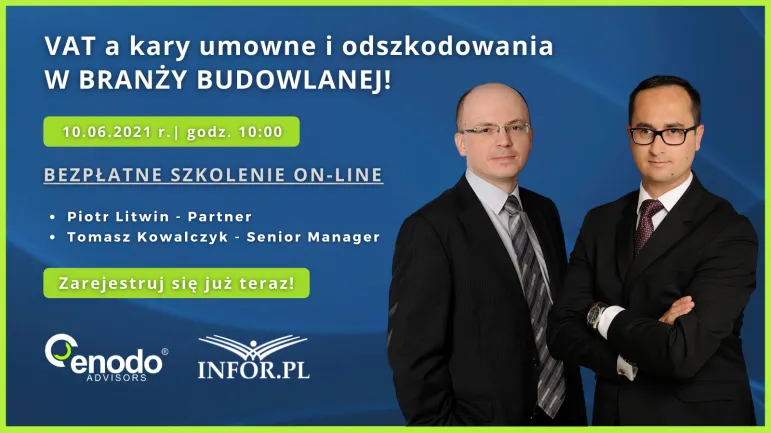 Kary umowne i odszkodowania w branży budowlanej - rozliczenie VAT (bezpłatne webinarium 10 czerwca)