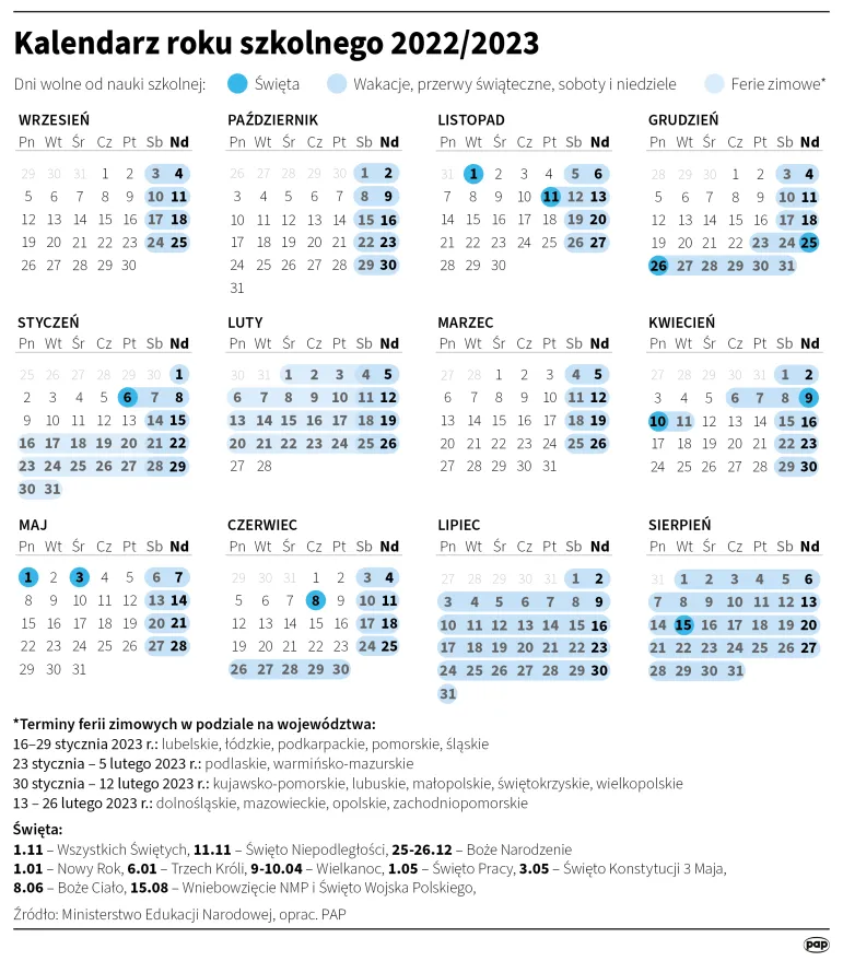 Kalendarz szkolny 2022/2023 
