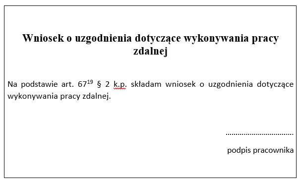 Wzór wniosku o pracę zdalną