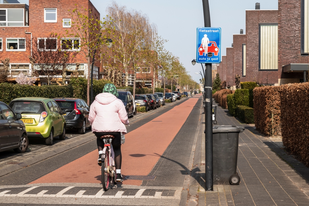 Amersfoort,,The,Netherlands,,April,16,,2021;,Cycle,Path,Through,A