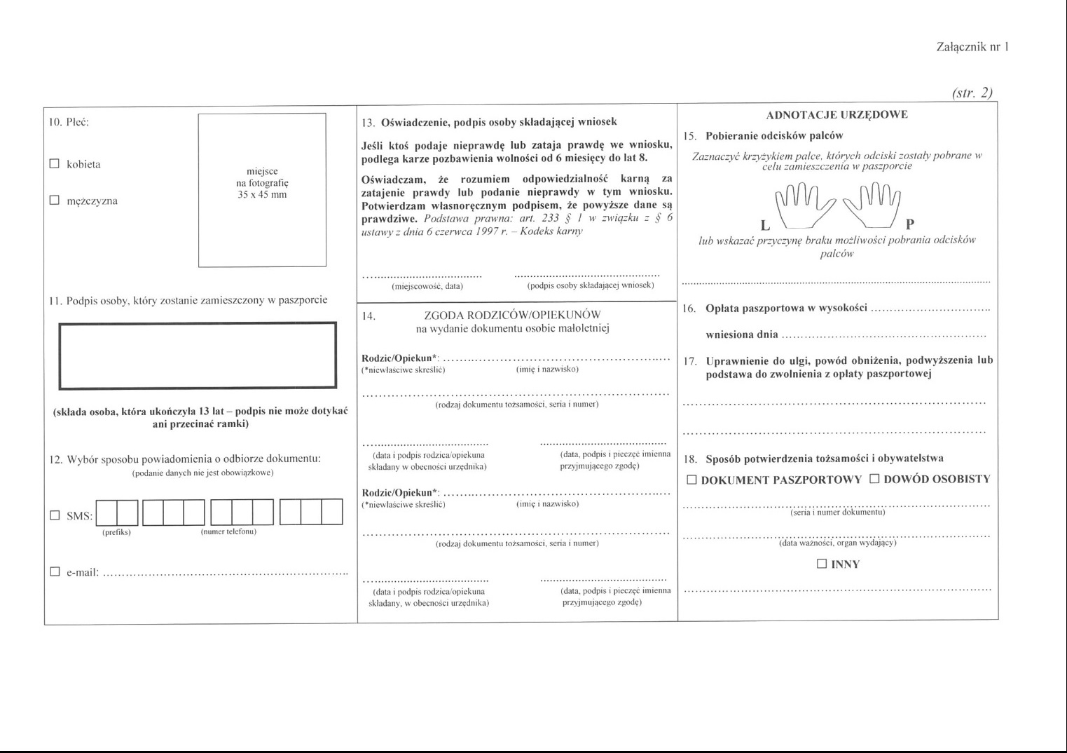 Wniosek o paszport 2019 wzór 2/Projekt rozporządzenia Ministra Spraw Wewnętrznych i Administracji zmieniającego rozporządzenie w sprawie dokumentów paszportowych