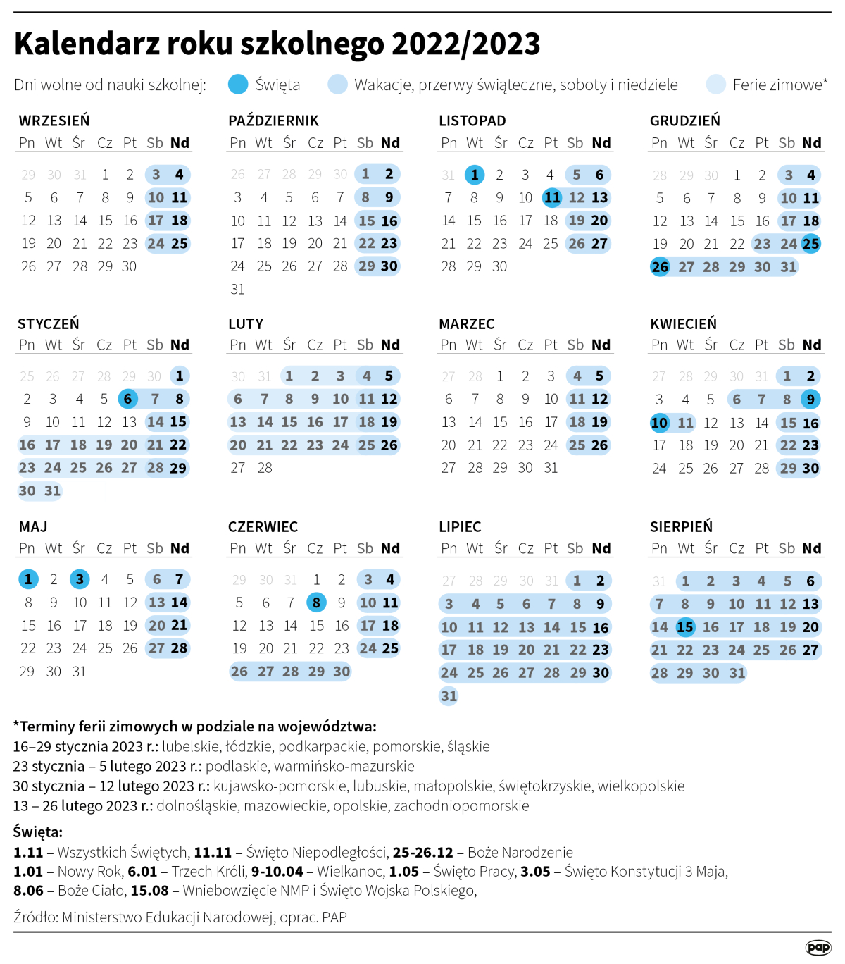 Kalendarz szkolny 2022/2023 