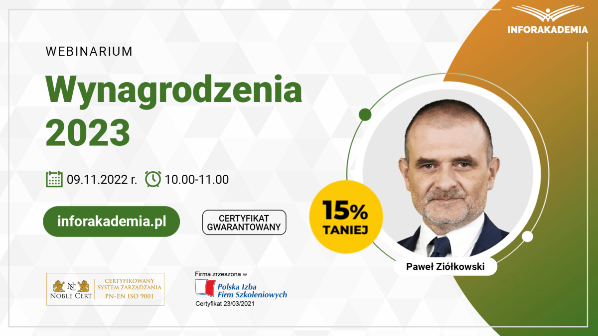 Webinarium „Wynagrodzenia 2023” + certyfikat gwarantowany