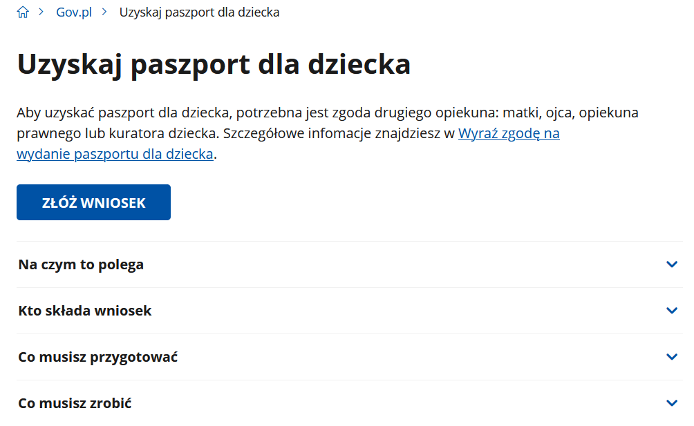 Wniosek online o paszport dla dziecka