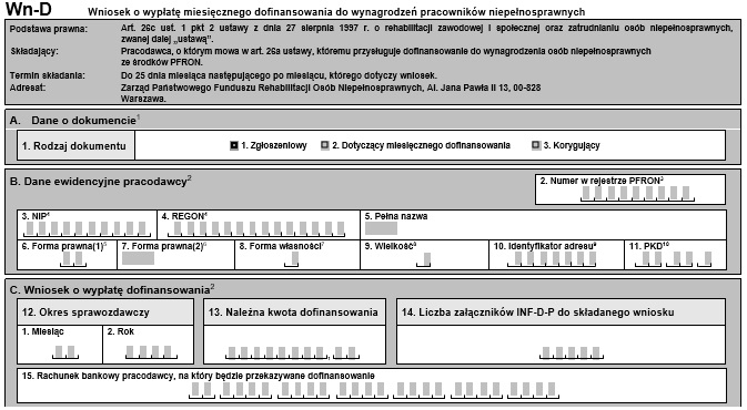 Wniosek Wn-d pfron wzór