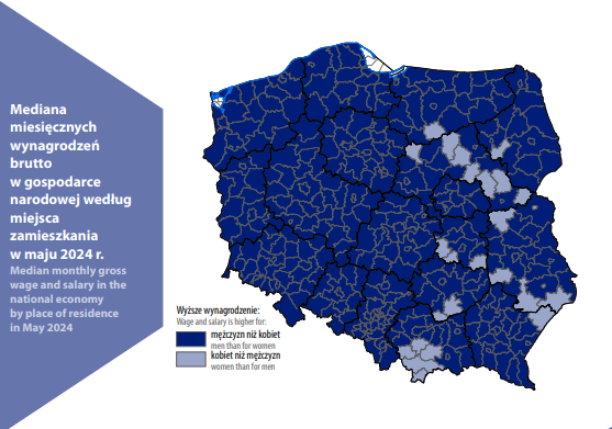 Mediana miesięcznych wynagrodzeń brutto w gospodarce narodowej według miejsca zamieszkania w maju 2024 r.