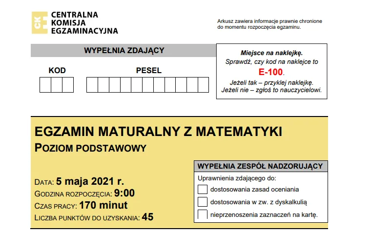 Matura z matematyki 2021 – arkusz, odpowiedzi