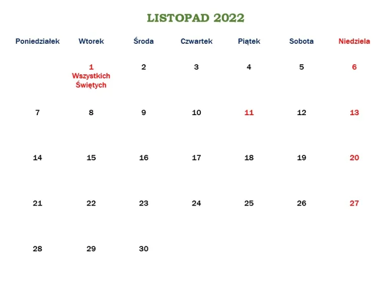 Dwa długie weekendy w listopadzie 2022 r.