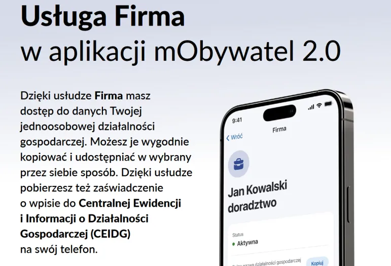 Usługa Firma w mObywatel