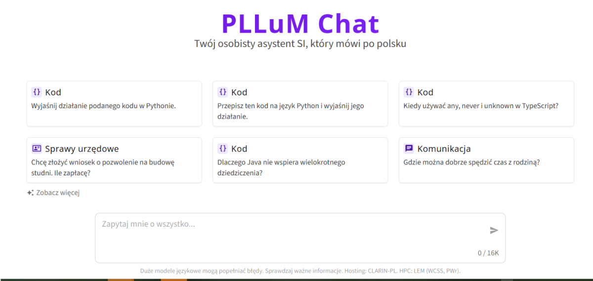 PLLuM Chat - strona główna