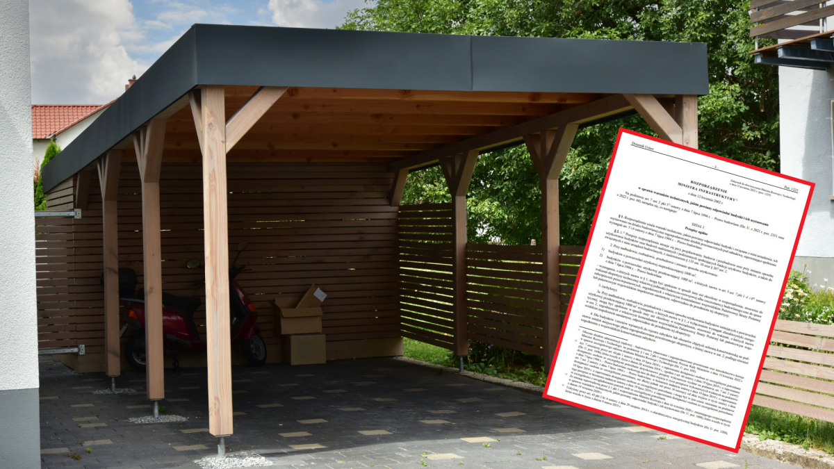 Pułapka w prawie budowlanym: Wiata samochodowa w odległości mniejszej niż 7 m od okien sąsiada (i 3 m od granicy działki), to samowola budowlana, za którą trzeba zapłacić nawet 10 tys. zł. Urzędnicy nie mają litości