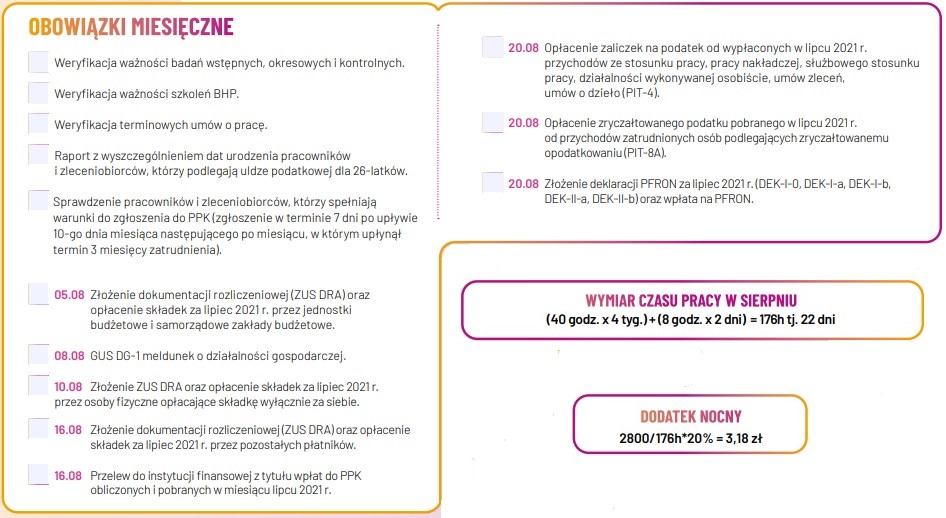 planner kadrowo-płacowy sierpień 2021