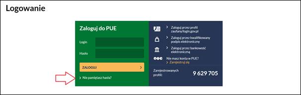 zrzut z ekranu: przypomnienie hasła