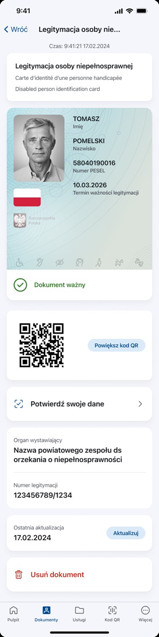 mLegitymacja osoby niepełnosprawnej