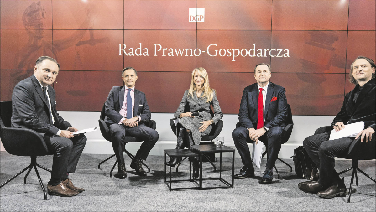 Od lewej: Tomasz Pietryga, redaktor naczelny DGP, Łukasz Bernatowicz, prezes Związku Pracodawców BCC, Joanna Makowiecka-Gatza, prezes Pracodawcy RP, Marek Górski, prezydent Konfederacji Lewiatan, Łukasz Guza, zastępca redaktora naczelnego DGP