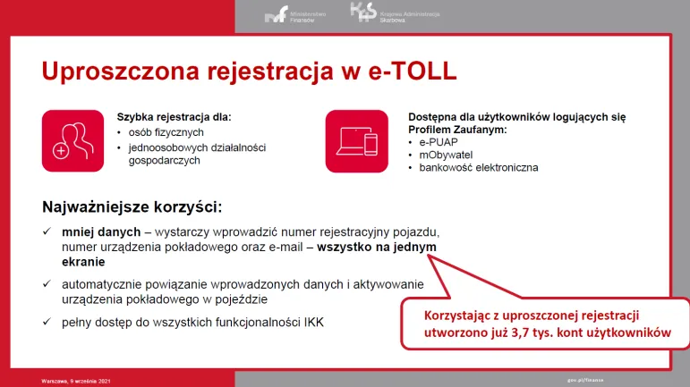 Rejestracja w e-TOLL prostsza i szybsza