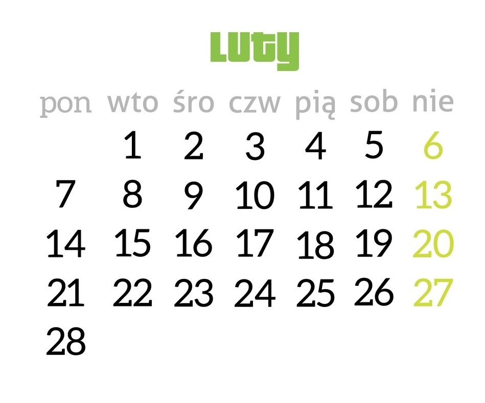 luty 2022 godziny pracy etat wymiar czas